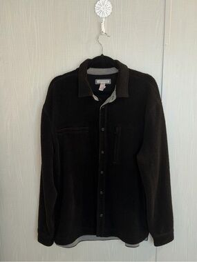 Carbon 2 Cobalt Fleece Button Front Shacket Mens M Black Knit Shirt Jacket